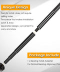 Side view of black gimbal bearing alignment kit; two-piece engine alignment tools with bearing install adapter.