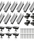 10Pcs Aluminum Solar Panel Mounting Brackets Kit With Mounting Rails Mid And End Clamps For Rooftop Tin Flat Metal Roofs