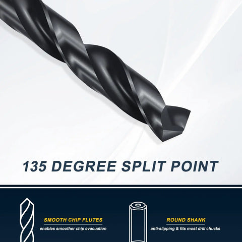 Kick The Drill Bit Set That Goes From 1mm To 13mm And Handles Metal Wood Projects Like A Boss With Smooth Shanks And Black Oxide Finish, 135° split point