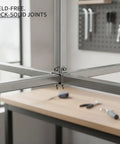 Sturdy Stainless Steel Square Tube Clamp For 0.4 Inch Tubing, 90 Degree Right Angle Frame Connector in workshop setup