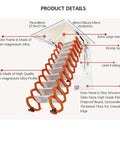 Heavy Duty Electric Attic Ladder Rock Solid Folding Loft Stairs Pull Down Ceiling Extension With Non Slip Steps No Bull Strength Titanium Magnesium Alloy, featuring a detailed view of the ladder's features.