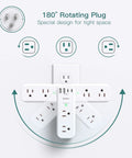 Pretty Sick 10 Port Surge Protector Wall Extender With Rotating Plug And Fast Charge USB Ports slim design for tight spaces.