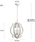 Farmhouse Rustic White Wood Orb Pendant Chandelier For Kitchen Island And Living Room Vintage Vibe 4 Light Fixture dimensions