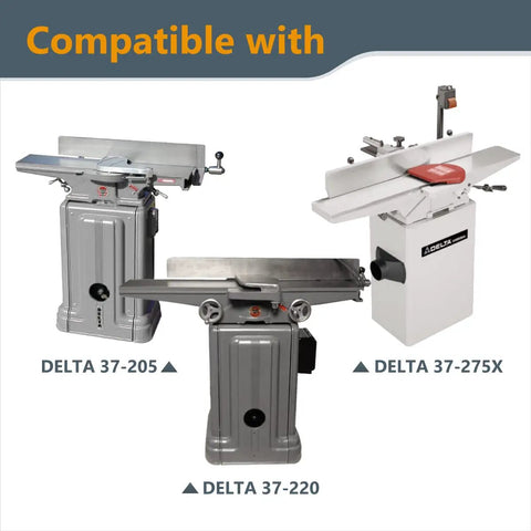 Top Shelf Six Inch Jointer Knife Blades For Delta And Jet Models set up on compatible Delta jointer models 37-205, 37-220, and 37-275X.