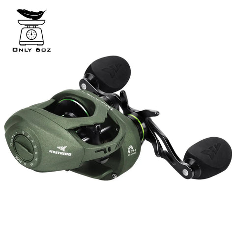 Spartacus II Baitcasting Reel For Anglers Ultralight 6oz Beastly Smooth 17.6 lb Carbon Fiber Drag 7.2 To 1 Gear Ratio Stryker Green