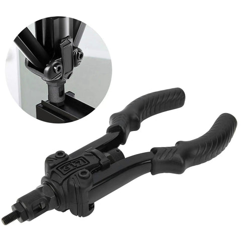 Heavy Duty Dual Handle Rivet Gun Kit With Comfort Grip Handles For M3 To M10 Thread Sizes And Easy Installation Tool Set For Pros And DIYers, black steel body