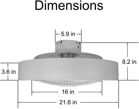 Modern Flush Mount Ceiling Fan With Light For Kitchen Bedroom Bathroom Super Quiet Low Profile Electric Fan dimensions diagram