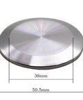 Top view of stainless steel sanitary end cap for 1.5 in tri-clamp, 38 mm tube OD