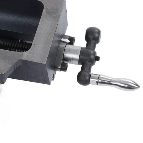 Close-up of smooth handwheels on Heavy Duty 4 Inch Slide Drill Press Vise Crafted From Durable Cast Steel With Smooth Handwheels.