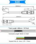 Size diagram for 5 Pin IP66 Waterproof Ebike Extension Cable Kit Dope For Bike Lights Throttle And Ebrake