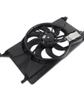 Solid Engine Radiator Cooling Fan Assembly With Integrated Shroud And Smooth Brushless Motor Direct Swap Replacement Fits 2012 Through 2018 Ford Focus BeV 2.0 Liter L4 Engine Oem Matched For Quick Bolt Up Install, showing fan and shroud design.