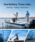 Heavy Duty 12V Lithium Battery 165Ah Deep Cycle Packs 1200 CCA Kicking Crank Power dual purpose on boat for trolling and electronics.