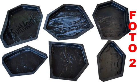 Concrete Molds 6 Piece DIY Plastic Molds Set For Flagstone Paving Stones Patio Garden Walkways And Paths With Textured Surfaces