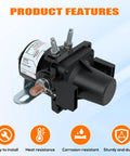 Battery Disconnect Relay 12V 100A Magnetic Latching With Fuses for RV and Marine Use, side view showcasing product features.