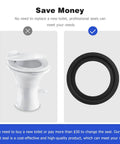 RV Toilet Seal Replacement Kit For Dometic 300 310 320 Gasket Seal Kit Part 385311658 2 Pack Durable Rubber displayed next to a toilet.