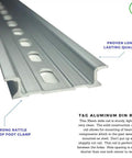 Two Piece Aluminum DIN Rail Slotted RoHS Compliant 8 Inch Long 35mm Wide 7.5mm High Heavy Duty Mounting Rail for Industrial Panels and Enclosures with Center to Center Slot Spacing