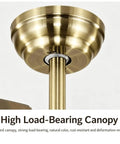 YPDJVLTI Ceiling Fans Lights 48-56Inch LED Fandelier showcasing a high load-bearing canopy in a natural brass finish.