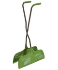 Leaf Grabber Rake With Long Handle And Cushioned Grip For Leaves Lawn Clippings Twigs And Yard Waste, Dual Wide Curved Poly Blades