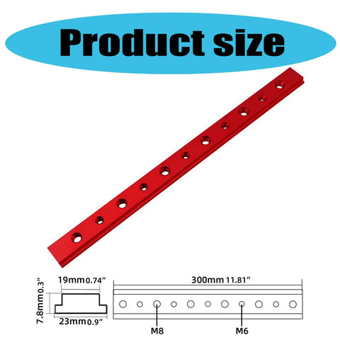 Heavy Duty T Slot Track Slider For Miter Jigs And Woodworking Projects Aluminum Anti Rust 300mm Guide Rail dimensions diagram