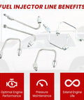 High Performance 6 Piece Fuel Injection Lines For Dodge Cummins Diesel Replace 4935976 4935982 4935981, steel set