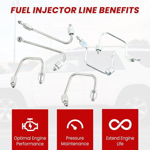 High Performance 6 Piece Fuel Injection Lines For Dodge Cummins Diesel Replace 4935976 4935982 4935981, steel set