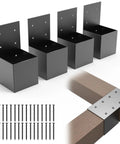 Heavy Duty Carbon Steel Pergola Brackets Pack Of 4 4x4 Post Connectors Three Point Five By Three Point Five Inch Actual Size Rafter Brackets