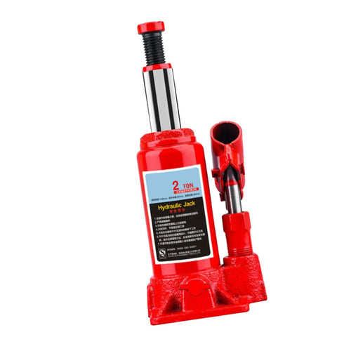 Heavy Duty Top Shelf Rock Solid Two Ton Hydraulic Bottle Jack Smooth Manual Car Lift For Garage And Shop, red steel design.