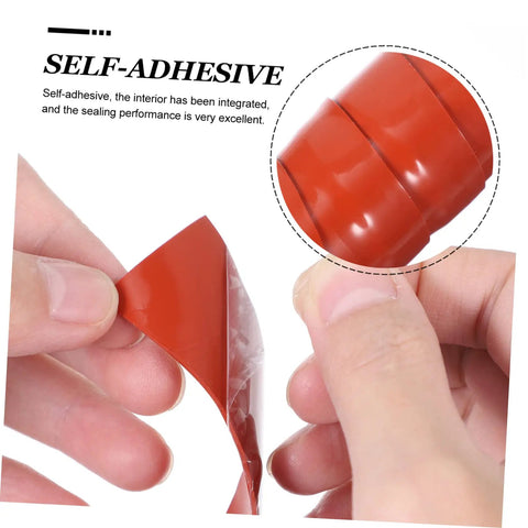 Close-up of Leakproof Silicone Sealing Tape For Joints Pipes And Cracks Self Adhesive Waterproof Repair Tape being unrolled.