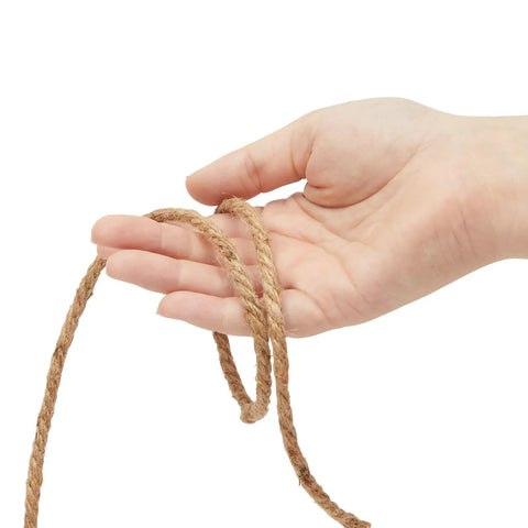 Hand holding 100 Feet Thick Twisted Nautical Rope For Crafts And Gift Wrapping Brown Jute String Twine Decorative Rope
