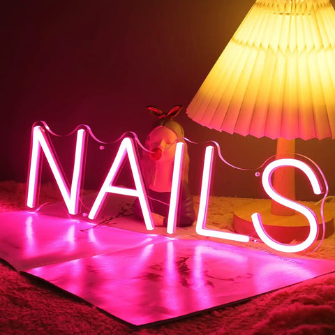 LED Neon Nail Sign Pink Lights For Nail Spa Beauty Salon Studio USB Powered 5V Dimmer Switch 15.75 Inch indoor decor