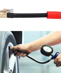 16cm Tire Inflator Extension Tube With Clip On Air Chuck Hose Quick Connect Adapter For Cars Motorcycles Electric Vehicles And Bikes Easy Reach To Hard To Access Valve Stems in use with tire inflator gauge