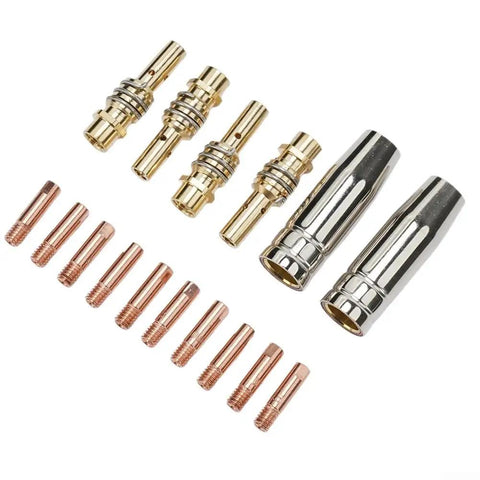 Premium 15AK TIG Welding Nozzle And Collet Set For MIG Torch With High Conductivity Copper Tips, 0.8mm And 1.0mm Sizes, 16 Piece Consumable Kit For Industrial Metal Fabrication components.