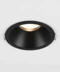 Operitacx Black Metal MR16 Downlight Housing, Fits 1.57" Cut-Out, 3.3" OD, round recessed ceiling spotlight trim, top view.