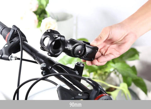 Beefy Adjustable 31.8Mm Bike Stem for Mountain Road BMX Fixie Cycling 90Mm Length shown being installed on handlebars