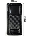 Disposable 4 Inch Paint Tray Liners 12 Pack Mini Plastic Trays Liner Set showing black paint tray dimensions