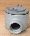 CROUSE HINDS GUAC69 explosion-proof junction box, C-style, 2 in opening, gray metal, front view