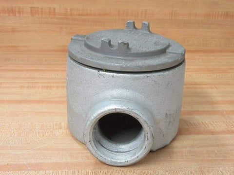 CROUSE HINDS GUAC69 explosion-proof junction box, C-style, 2 in opening, gray metal, front view