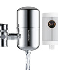 Stainless Steel Faucet Water Filter, NSF ANSI 42 And 53 Certified, 360 Degree Rotating Purifier For Sink, 5-in-1 feature