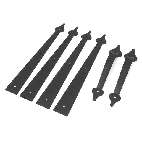Beefy Heavy Duty Carbon Steel Garage Door Handle Set, Rustproof Matte Black Hinge Handles For Garage Shed Cabinet Barn Doors, 2 Pack, 16.1 Inch Long, Weatherproof Hardware, shown front view
