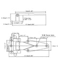 Top Tier Stainless Steel Heavy Duty Refrigerator Door Hinge specifications diagram with dimensions for industrial use.