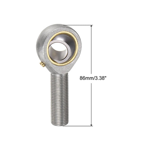 Heavy Duty Male Rod End Bearings, 5/8 18 Thread Self Aligning Spherical Joint Kit With Jam Nuts, left hand thread and gold ring.