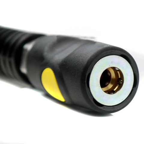 Heavy Duty Compressed Air Piping Connectors Fit For Workshop Featuring Anti Marring Steel Inner Construction Brass Ends For Smooth Up To 300 PSI Flexibility Rock Solid Build Great For Garage Repairs Getting Stuff Done Fast When Needed, close-up brass end