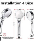 High Pressure Handheld Shower Head With On Off Pause Switch No Fuss 3 Settings Water Saving 1.6 GPM Chrome Finish Easy Shutoff