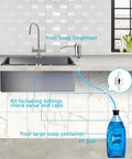 Diagram of Brushed Nickel Kitchen Soap Dispenser with 47 Inch Silicone Extension Tube Direct Fill Design No Hassle Refills Easy Countertop Install