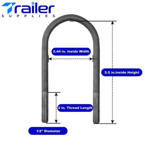 Three Thousand Five Hundred Pound Trailer Axle U Bolt Kit With Five And A Half Inch U Bolts Tie Plates And Hardware Bolt On Ready