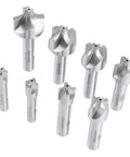 Accusize HSS corner rounding end mill set, 8 pcs, sizes 1/16–3/8 in