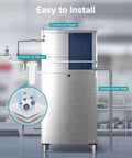 Heavy Duty Commercial Ice Maker Machine 800 Lbs Per Day With 300 Lbs Storage Bin Stainless Steel shown with installation guide