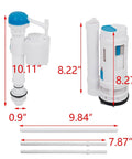Toilet Repair Kit Flush Valve Replacement Parts With 8.27 Inch Height, 23mm Fill Valve Thread, 64mm Drain Outlet shown.