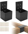 Heavy Duty Pergola Joist Brackets Set For 4x4 Wood Posts, Connector Brace And Post Top Rafter Brackets, 2 Pack, Built Tough Rust Resistant Steel