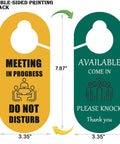 Double-Sided Meeting In Progress Door Sign Pack Of 2 Do Not Disturb And Available Signs For Office 3.35x7.87 inch